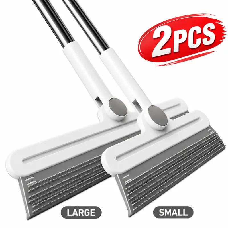 2PCS Silicone Pet Hair Removal Broom Set - Double-Sided, Textured Rows, Large/Small Options for Carpet Cleaning & Dog/Cat Grooming