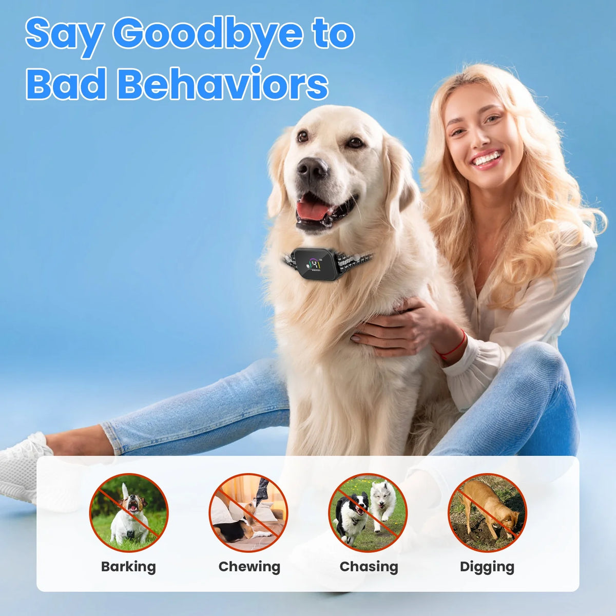 1Pc 2 in 1 Dog Shock and Bark Collar Dog Training Collar with Remote Rechargeable IP68 Waterproof with 3 Channels for Medium and Small Dogs