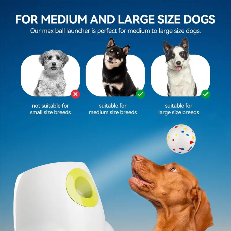 Allforpaws Maxi Rechargeable Battery Dog Ball Launcher - Automatic Interactive Training & Mental Stimulation Companion Toy, Outdoor Backyard Fun, 2.5-In ETPU Balls (6 Pack), Adjustable 3-Distance Throw Settings, 6.3 Lbs Pet Supply