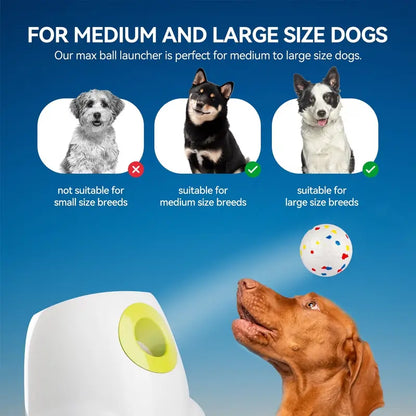 Allforpaws Maxi Rechargeable Battery Dog Ball Launcher - Automatic Interactive Training & Mental Stimulation Companion Toy, Outdoor Backyard Fun, 2.5-In ETPU Balls (6 Pack), Adjustable 3-Distance Throw Settings, 6.3 Lbs Pet Supply