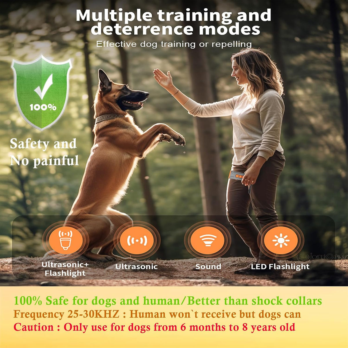 Upgrade Ultrasonic Dog Bark Deterrent Device, anti Barking Device for Dogs, Ultrasonic Dog Repeller Barking Silencer, Portable 3 Sonic Emitters 4 Mode Dog Trainer Stop Barking Device Indoor & Outdoor