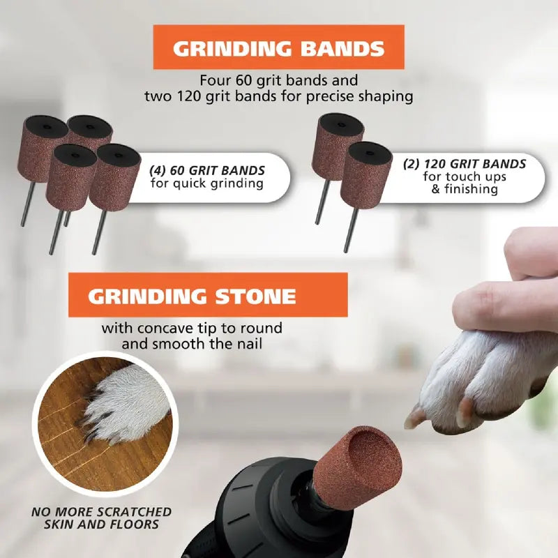Wahl Grind & Smooth 2 Speed Battery Dog Nail Grinder with Concave Rounding Tip and Nail Guard for Increased Safety and Precise Nail Grinding - Model 3026333