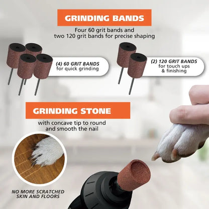 Wahl Grind & Smooth 2 Speed Battery Dog Nail Grinder with Concave Rounding Tip and Nail Guard for Increased Safety and Precise Nail Grinding - Model 3026333