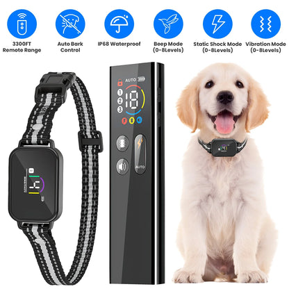 1Pc 2 in 1 Dog Shock and Bark Collar Dog Training Collar with Remote Rechargeable IP68 Waterproof with 3 Channels for Medium and Small Dogs