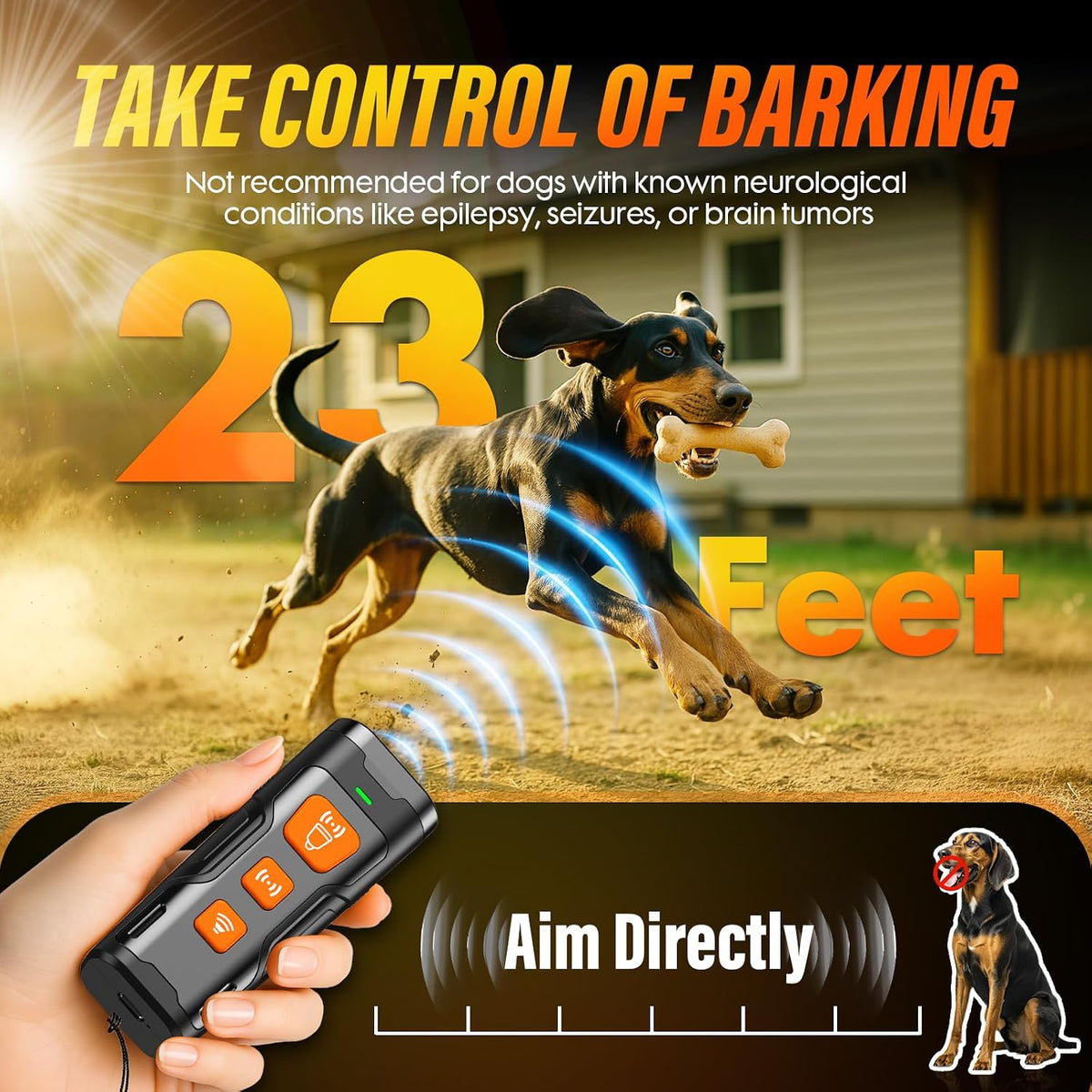Dog Bark Deterrent Device, 3X Ultrasonic anti Barking, 6 Training Modes 23 FT Range Barks No More Indoors Outdoors Behavior Correct Safe & Humane Rechargeable Compact Bark Control for Dogs