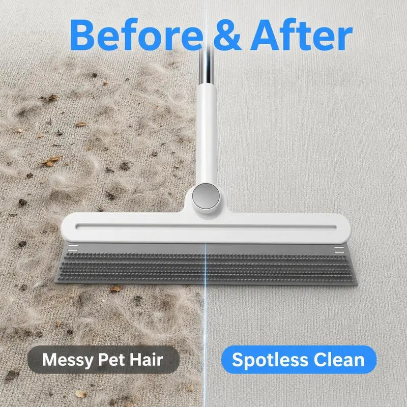2PCS Silicone Pet Hair Removal Broom Set - Double-Sided, Textured Rows, Large/Small Options for Carpet Cleaning & Dog/Cat Grooming