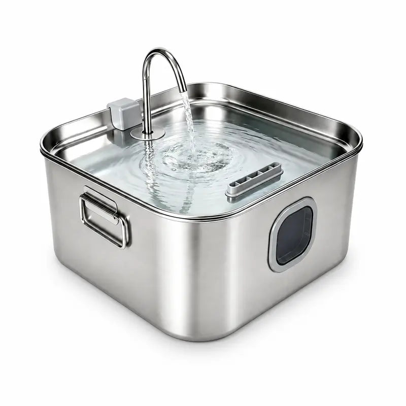 Sohochic 12L 304 SS Automatic Pet Water Fountain for Dogs & Cats, Large-Capacity Dispenser with LED Gauge, Quiet Pump, Multi-Pet Drinking Tray, Filter Set, with Filter Set