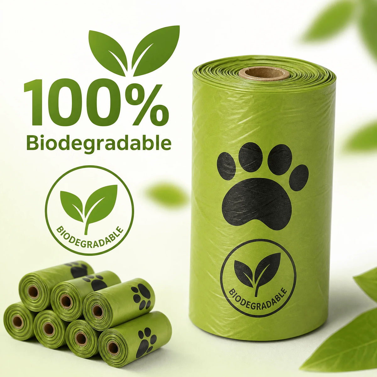10-Roll Leak-Resistant Dog Waste Bags for Walking & Travel