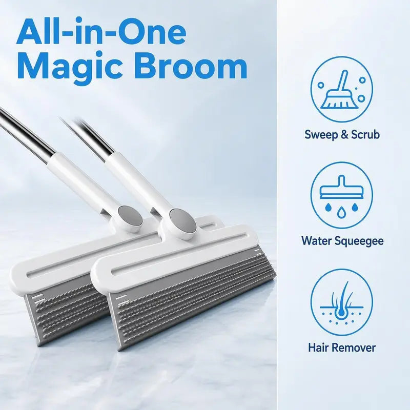 2PCS Silicone Pet Hair Removal Broom Set - Double-Sided, Textured Rows, Large/Small Options for Carpet Cleaning & Dog/Cat Grooming