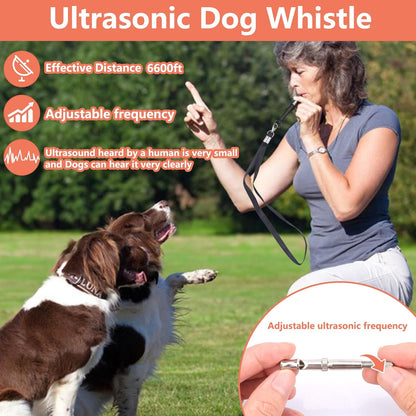 Dog Training Kit - Treat Pouch, Pet Training Fanny Pack, 2 Puppy Training Clickers, Ultrasonic Silent Whistle, 2-In-1 Whistle Clicker, Clicker Training Guide Booklet, Dog Poop Bag (Black)