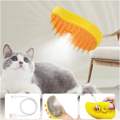 Cat Steam Brush 3 In1 Brush for Cats Fully Rechargeable