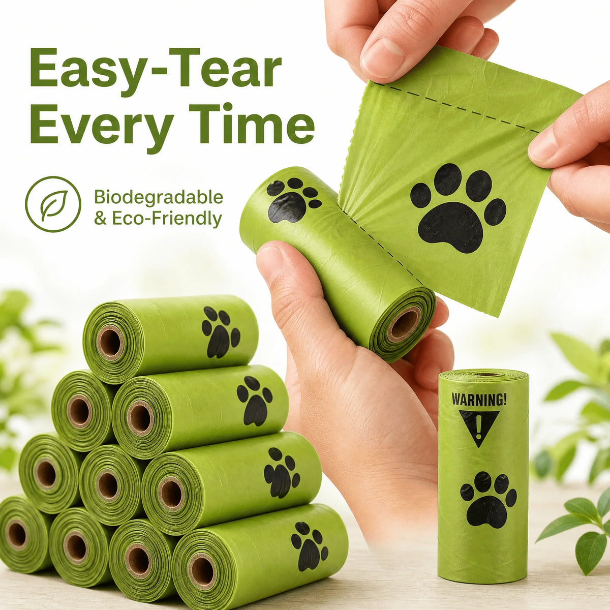 10-Roll Leak-Resistant Dog Waste Bags for Walking & Travel