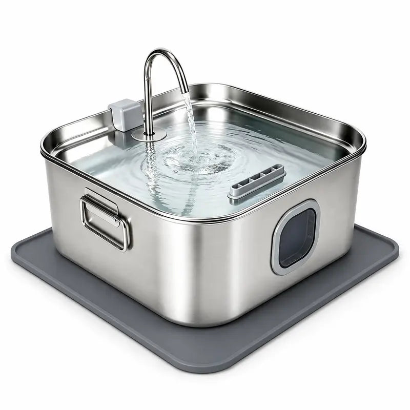 Sohochic 12L 304 SS Automatic Pet Water Fountain for Dogs & Cats, Large-Capacity Dispenser with LED Gauge, Quiet Pump, Multi-Pet Drinking Tray, Filter Set, with Filter Set