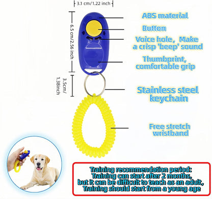 Dog Training Clicker with Wrist Strap, Effective Obedience Aid for Barking, Sit, Stay. Humane & Easy