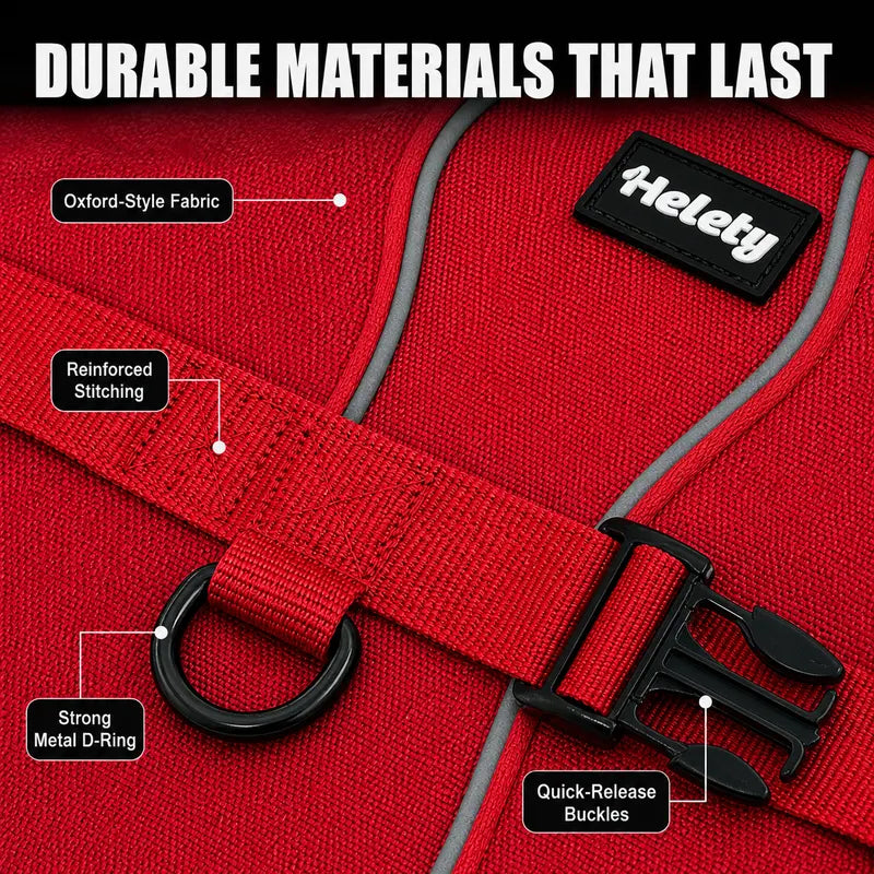 HELETY Dog 2-Piece Tactical Harness Set - No-Pull Reflective Adjustable Mesh+Polyester, Control Handle, Plush Corduroy Flexi Leash, Portable Water Bottle, Leather Bow Tie Collars for Small-Large Dogs, Escape-Proof Cat Safety Night Breakaway