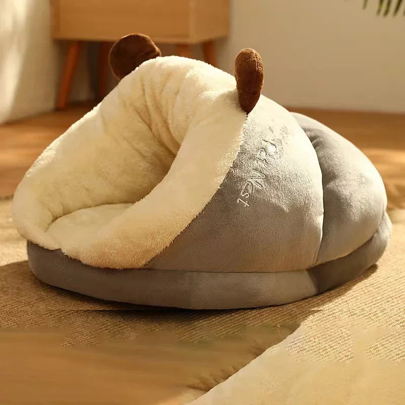 Winter Warm Small Dog Kennel Bed Breathable Dog House Cute Slippers Shaped Dog Bed Cat Sleep Bag Foldable Washable Pet House