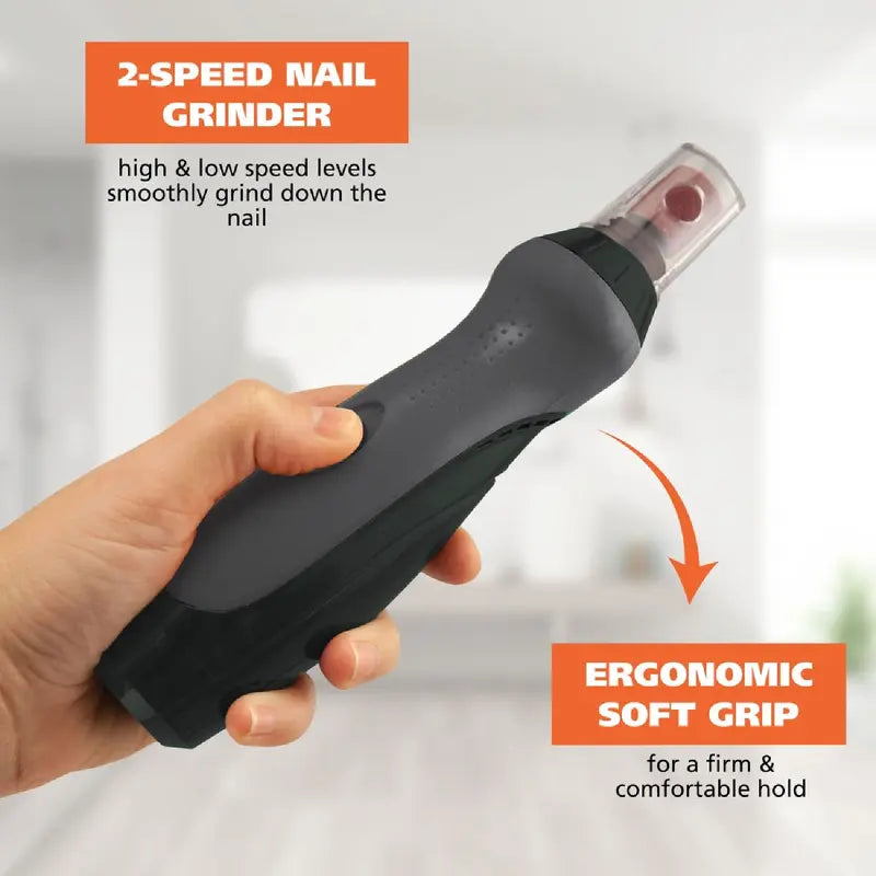 Wahl Grind & Smooth 2 Speed Battery Dog Nail Grinder with Concave Rounding Tip and Nail Guard for Increased Safety and Precise Nail Grinding - Model 3026333
