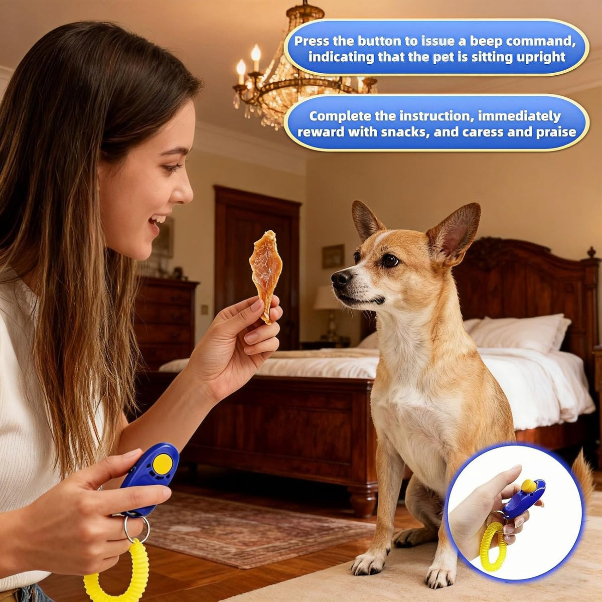 Dog Training Clicker with Wrist Strap, Effective Obedience Aid for Barking, Sit, Stay. Humane & Easy