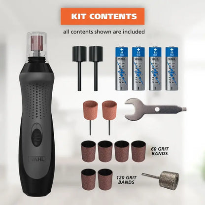 Wahl Grind & Smooth 2 Speed Battery Dog Nail Grinder with Concave Rounding Tip and Nail Guard for Increased Safety and Precise Nail Grinding - Model 3026333