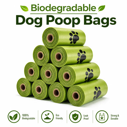 10-Roll Leak-Resistant Dog Waste Bags for Walking & Travel