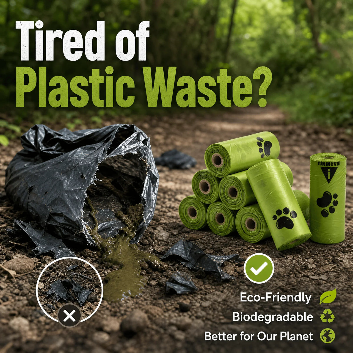 10-Roll Leak-Resistant Dog Waste Bags for Walking & Travel