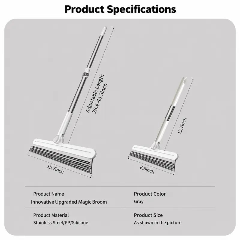 2PCS Silicone Pet Hair Removal Broom Set - Double-Sided, Textured Rows, Large/Small Options for Carpet Cleaning & Dog/Cat Grooming