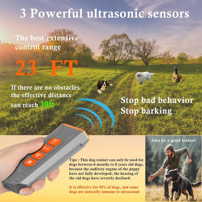 Upgrade Ultrasonic Dog Bark Deterrent Device, anti Barking Device for Dogs, Ultrasonic Dog Repeller Barking Silencer, Portable 3 Sonic Emitters 4 Mode Dog Trainer Stop Barking Device Indoor & Outdoor