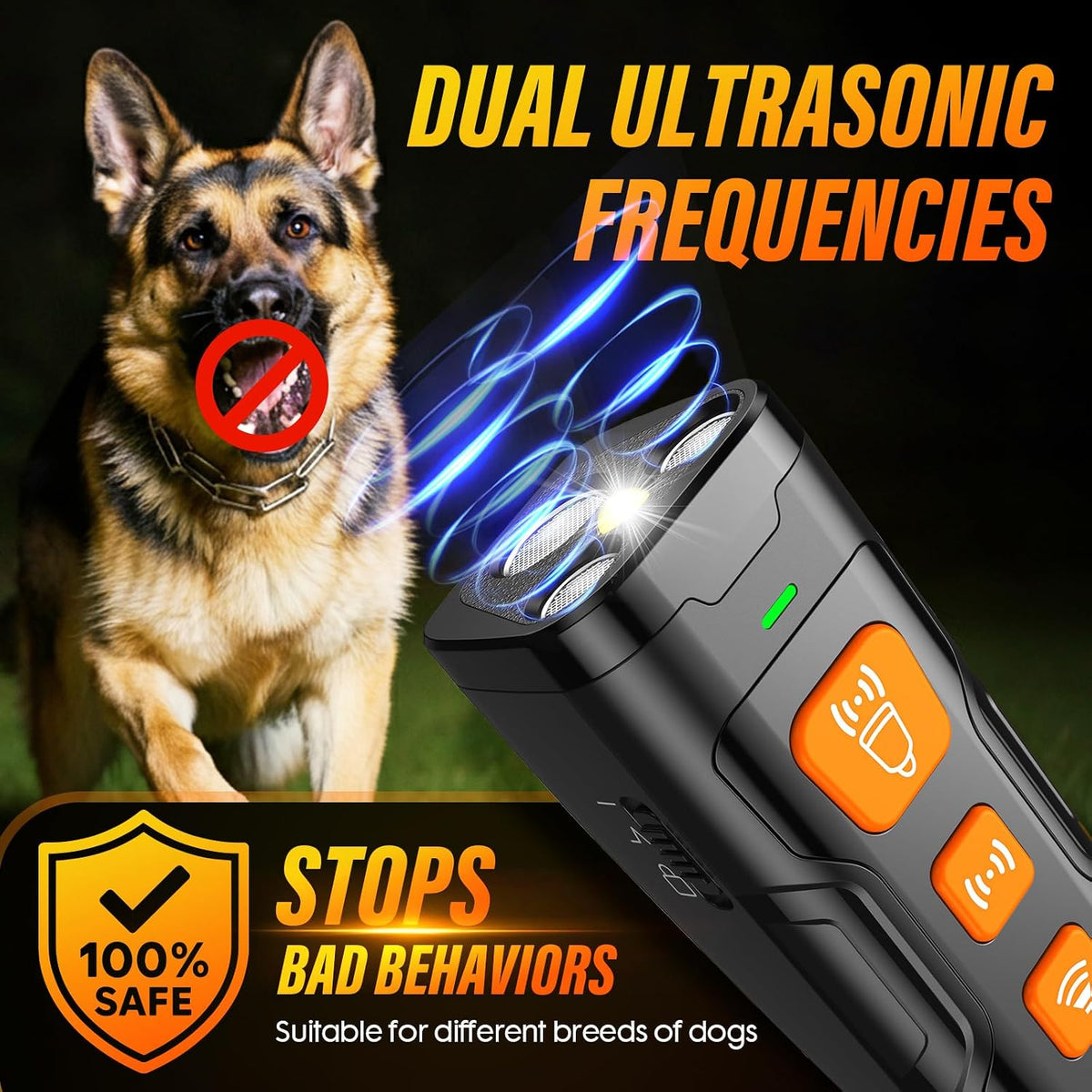 Dog Bark Deterrent Device, 3X Ultrasonic anti Barking, 6 Training Modes 23 FT Range Barks No More Indoors Outdoors Behavior Correct Safe & Humane Rechargeable Compact Bark Control for Dogs
