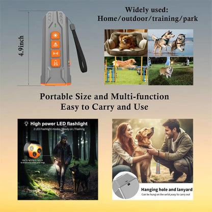 Upgrade Ultrasonic Dog Bark Deterrent Device, anti Barking Device for Dogs, Ultrasonic Dog Repeller Barking Silencer, Portable 3 Sonic Emitters 4 Mode Dog Trainer Stop Barking Device Indoor & Outdoor
