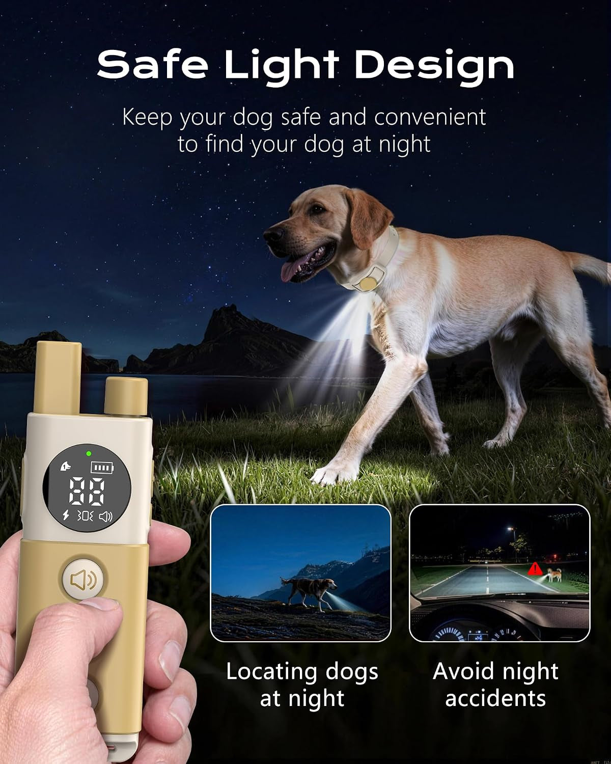 Shock Collar for Dogs, 4200FT Training Collar for 15-120Lbs Dog (Beige)