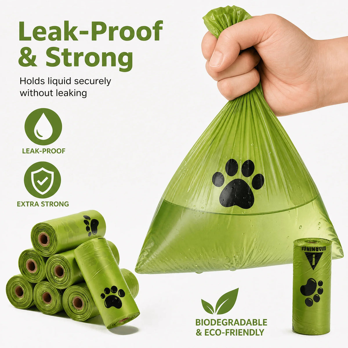 10-Roll Leak-Resistant Dog Waste Bags for Walking & Travel