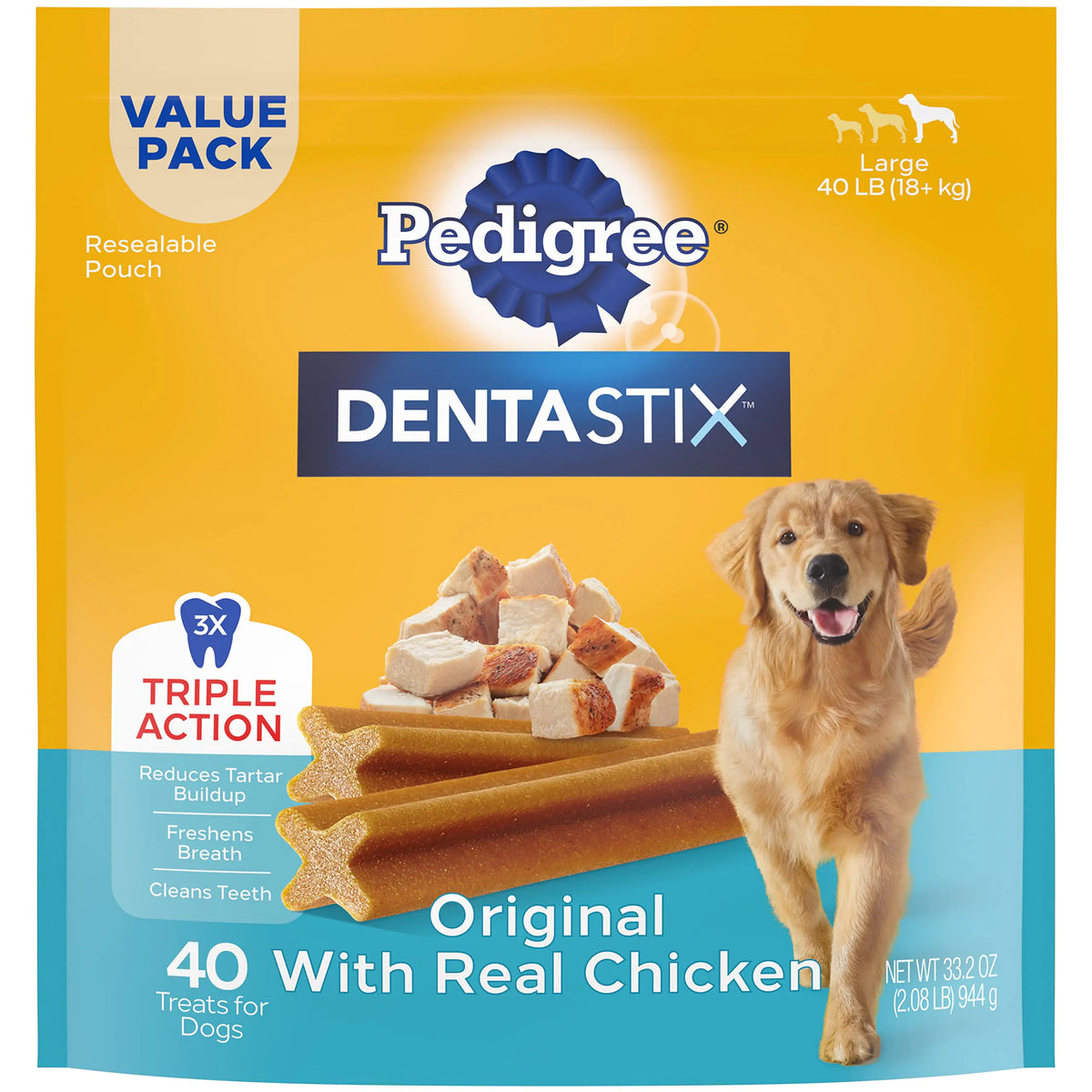 PEDIGREE DENTASTIX Large Dog Dental Treats Original Flavor Dental Bones 2.08 lb. Value Pack (40 Treats)
