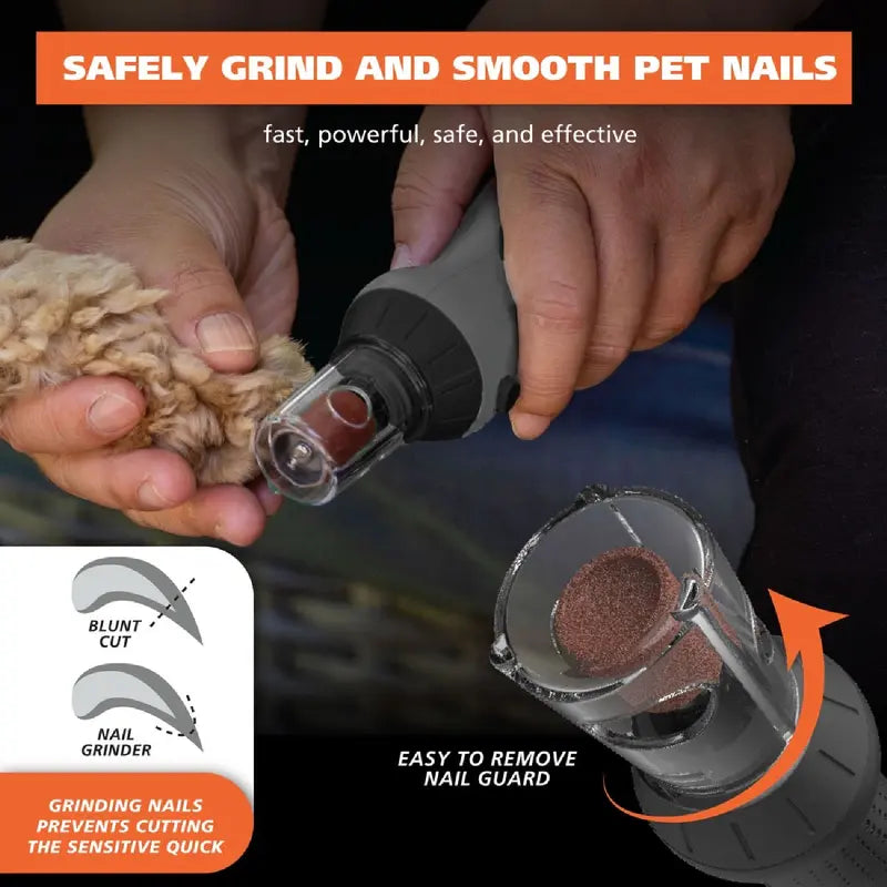 Wahl Grind & Smooth 2 Speed Battery Dog Nail Grinder with Concave Rounding Tip and Nail Guard for Increased Safety and Precise Nail Grinding - Model 3026333