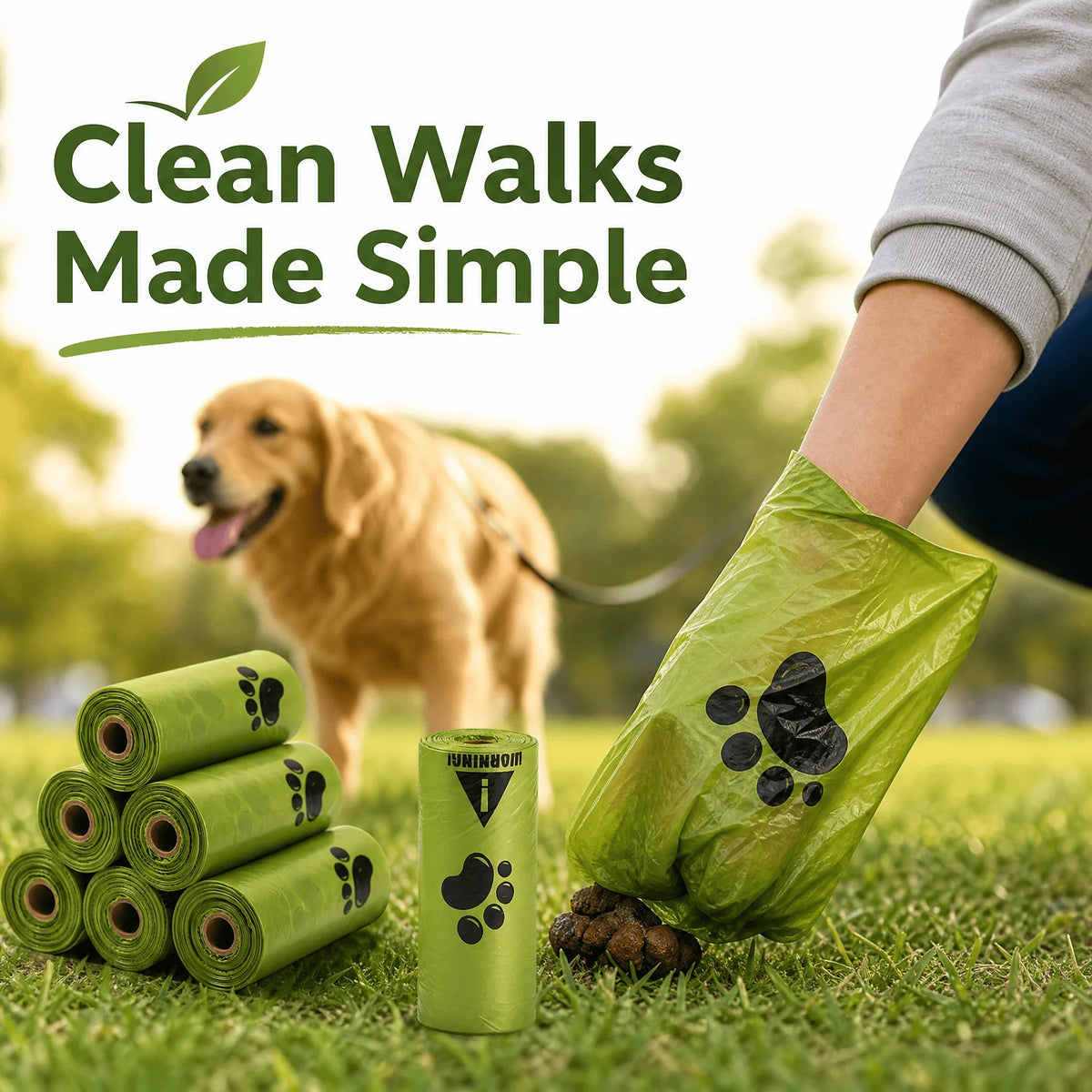 10-Roll Leak-Resistant Dog Waste Bags for Walking & Travel