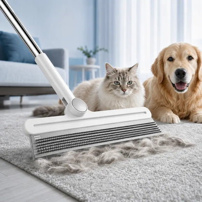 2PCS Silicone Pet Hair Removal Broom Set - Double-Sided, Textured Rows, Large/Small Options for Carpet Cleaning & Dog/Cat Grooming