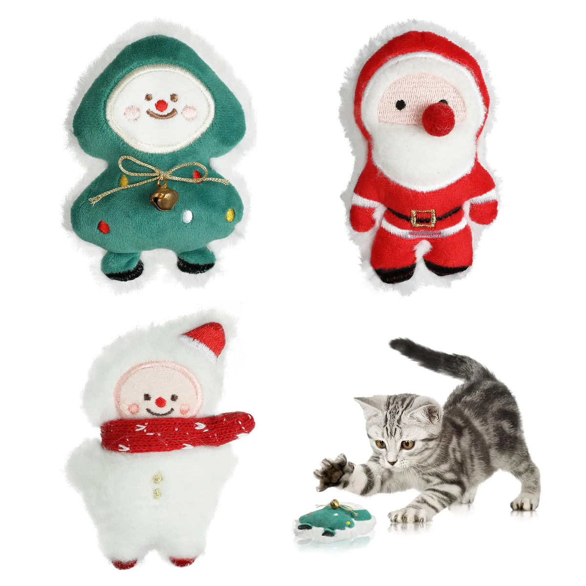 FOIMAS Holiday Furry Fun 3pc Catnip Toy Set