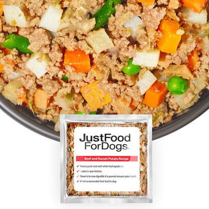 JustFoodForDogs Frozen Beef & Russet Potato Dog Dinner - Human Grade 5.5 oz (18 Pack)